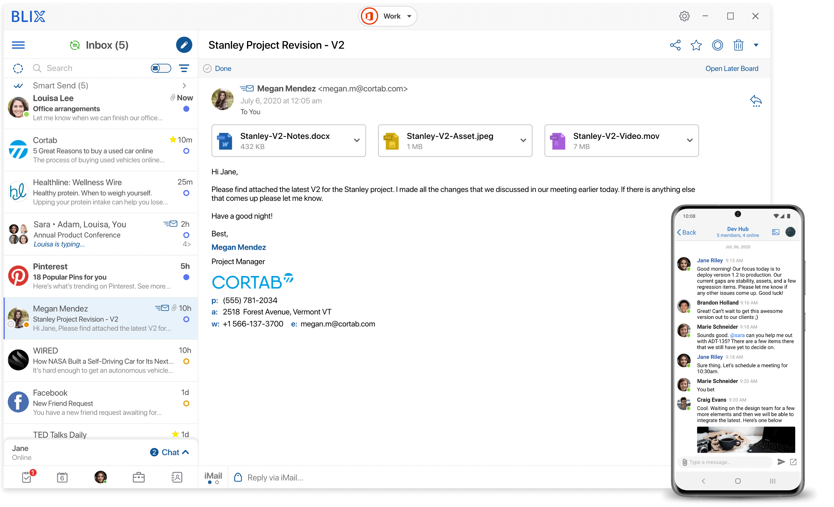 Blix running on desktop and mobile devices